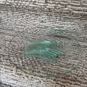 Vintage post modern era stacked glass stratus cake platter by partylite